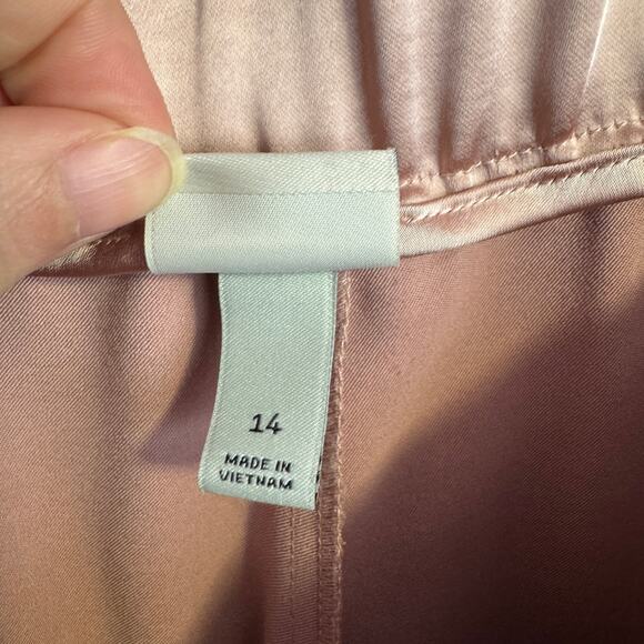 A New Day Dress Pants Size 14 Pink Silky Recycled Polyester Elastic Waist Pocket - Picture 8 of 13